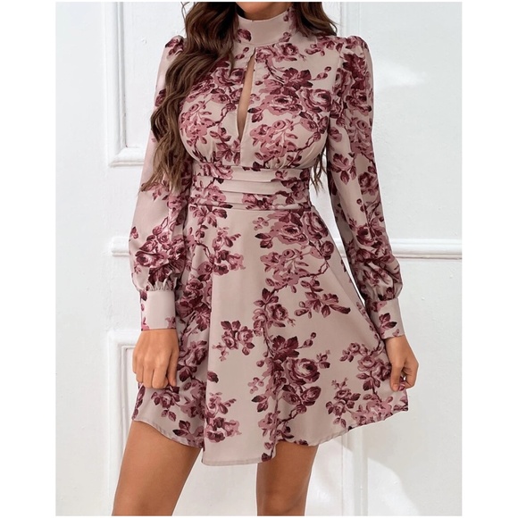 COPY - Boho Floral Print Cut out Puff Sleeve Dress - Picture 4 of 8